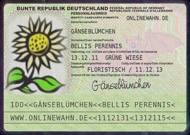 Gänseblümchens Personalausweis